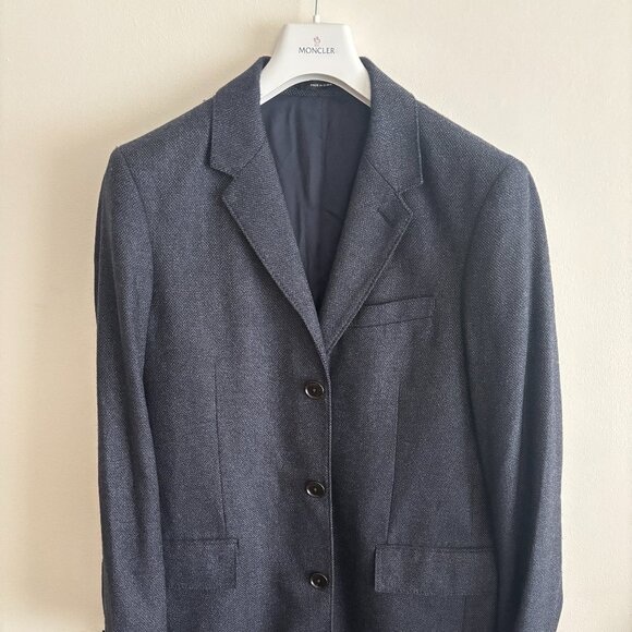 $850 Club Monaco x Loro Piana Blue Wool Dream Tweed Overcoat/ Car Coat - 40 - Picture 1 of 13